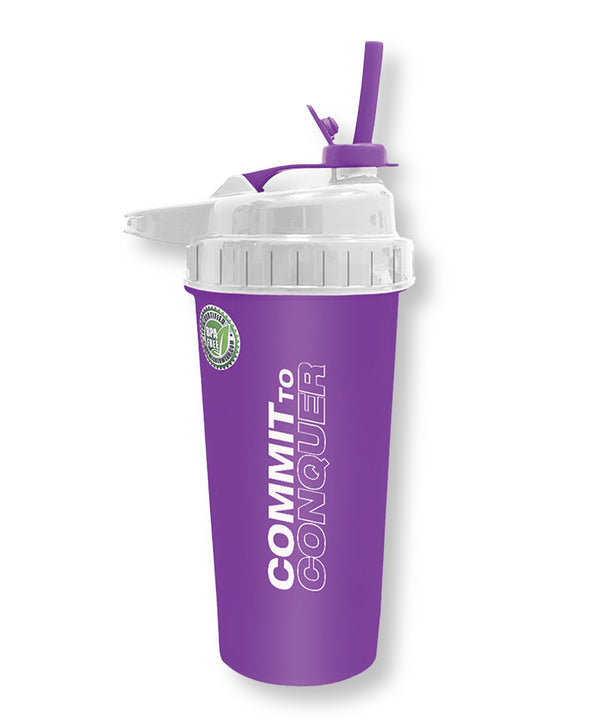 PVL® CONQUER Flip-N-Sip Gym Shaker Cup (Purple)