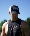 Load image into Gallery viewer, Patched Trucker Cap (White/Black)
